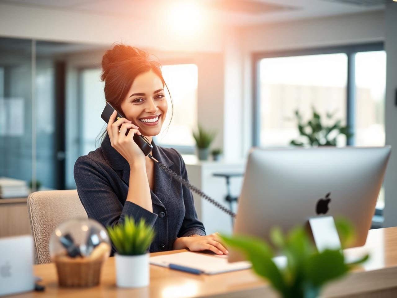 Accucare team member answering the phone at head office