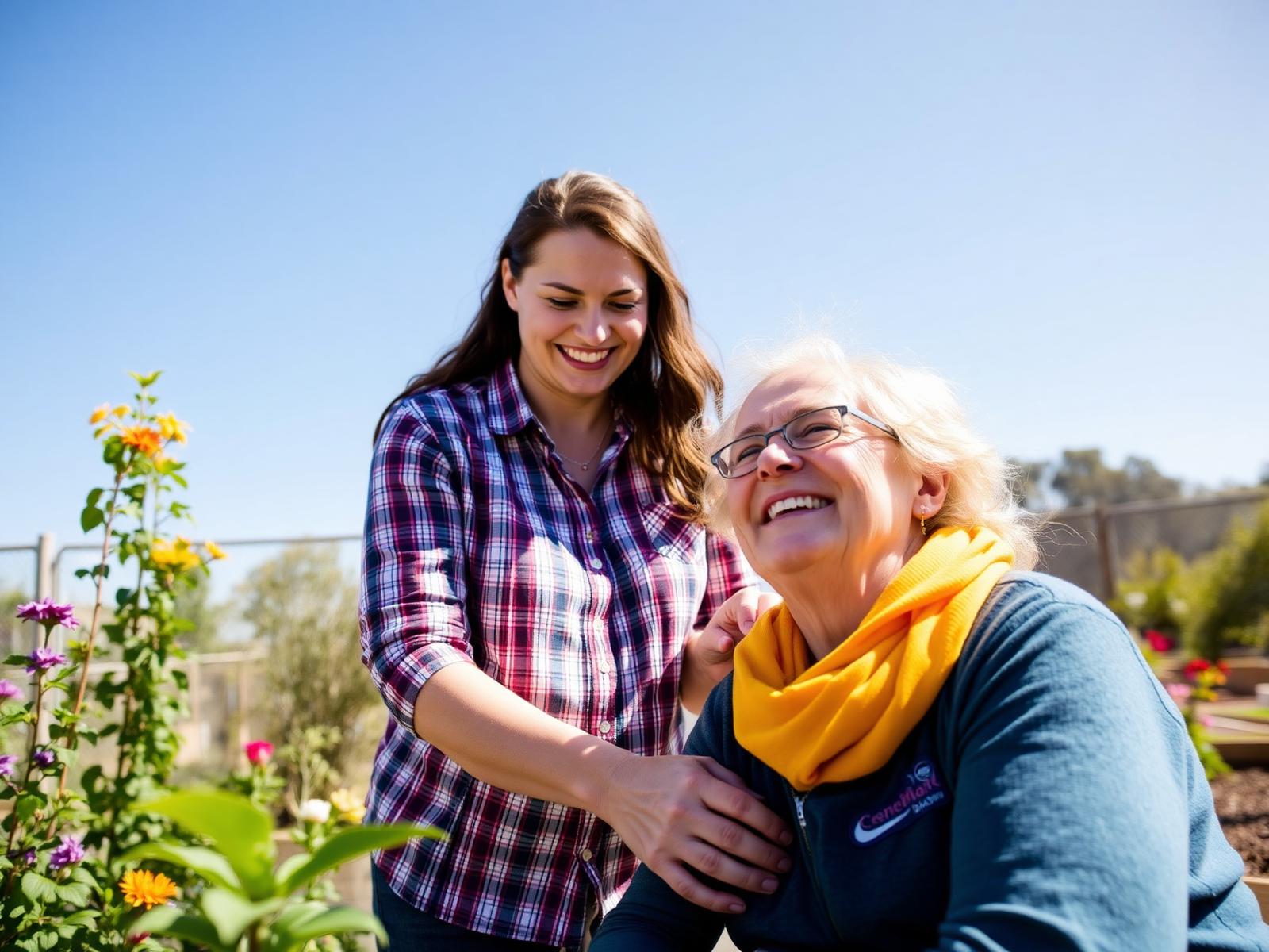 Accucare support worker with a participant