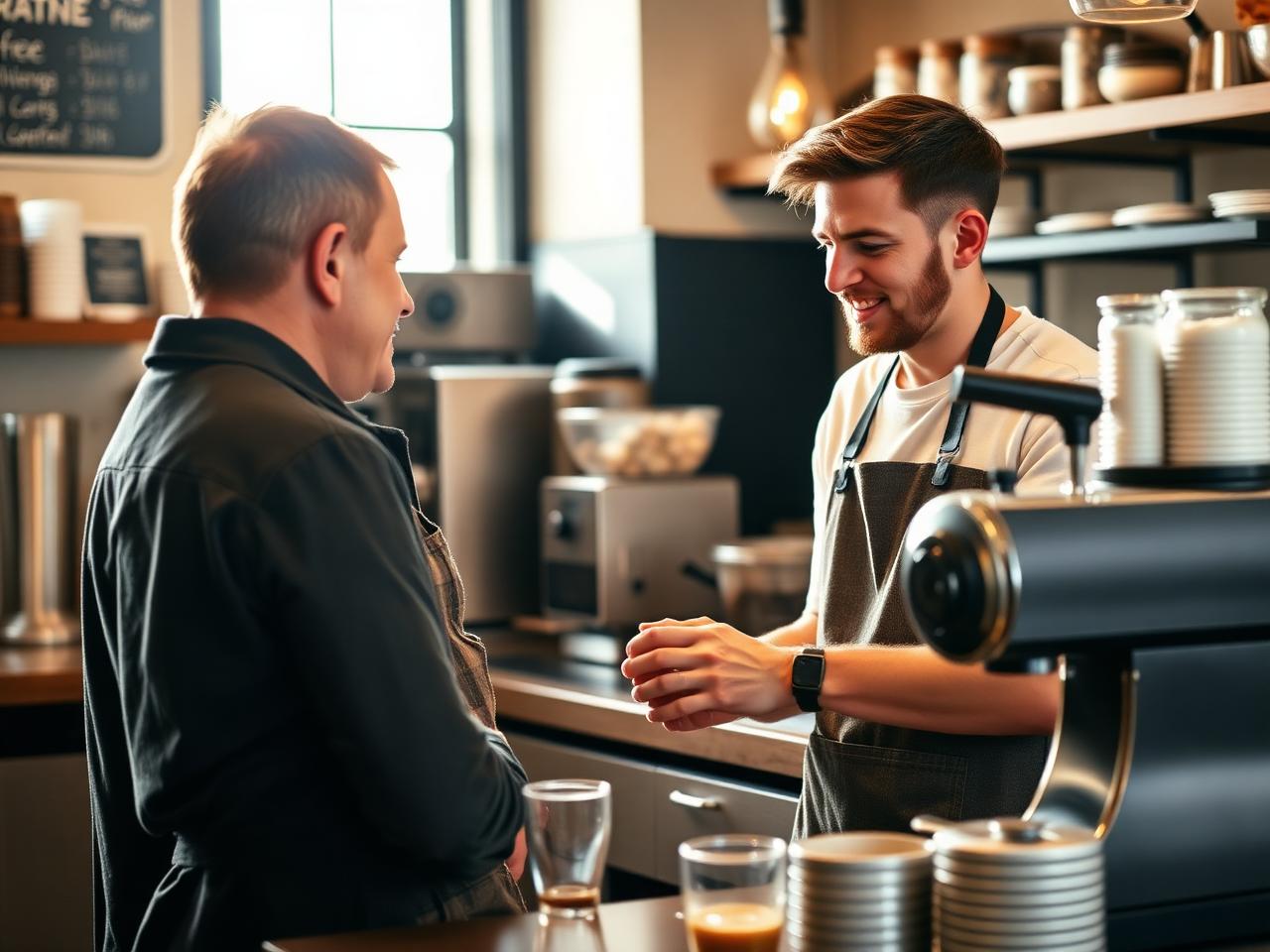 Participant learning barista skills with an Accucare job coach