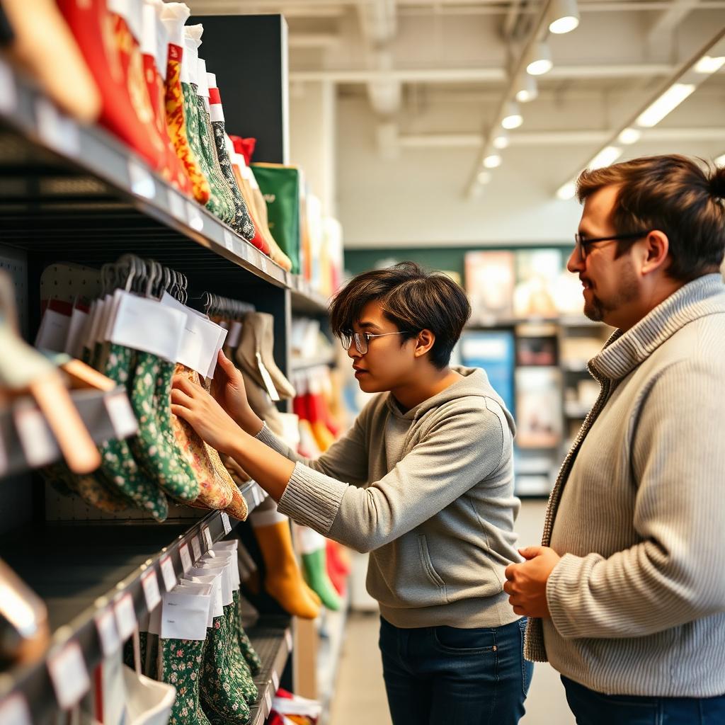 Participant working alongside a mentor at a retail store